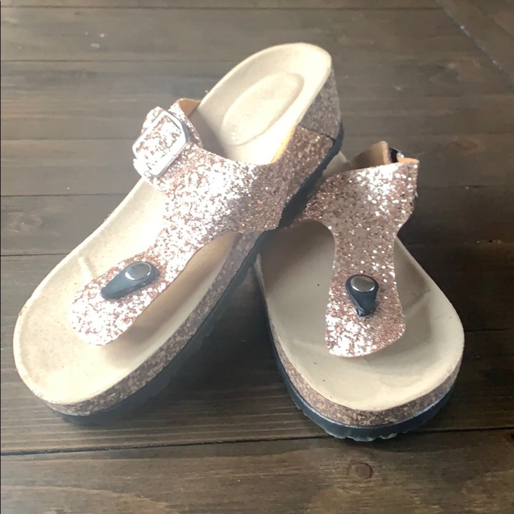 Rose gold glitter sandal size 7